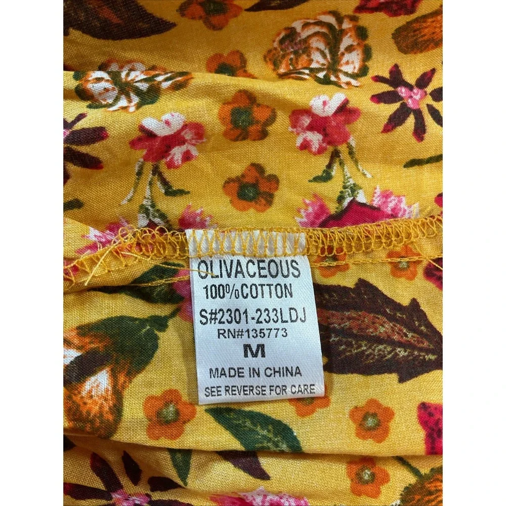 NEW Olivaceous‎ Ready For The Day Yellow Floral Flowy Long Sleeve Dress MD